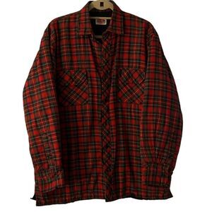 Dickies Men’s Red Plaid Quilted Lightweight Button Down Jacket Size Large